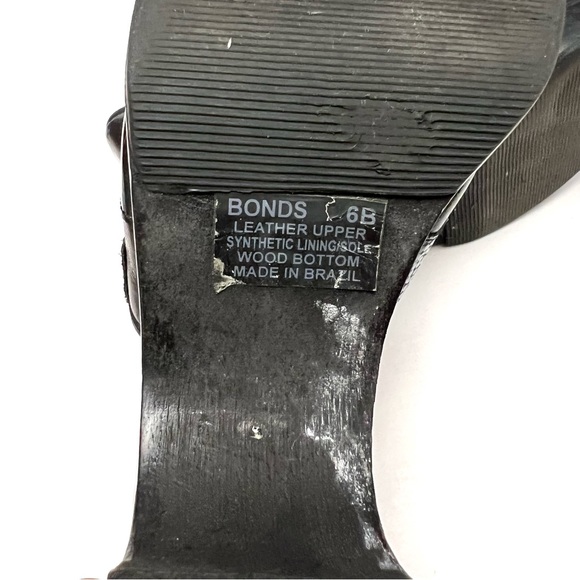 Vintage 90s Y2K Steve Madden Black Patchwork Leather Wood Platform Sandals - Picture 11 of 11